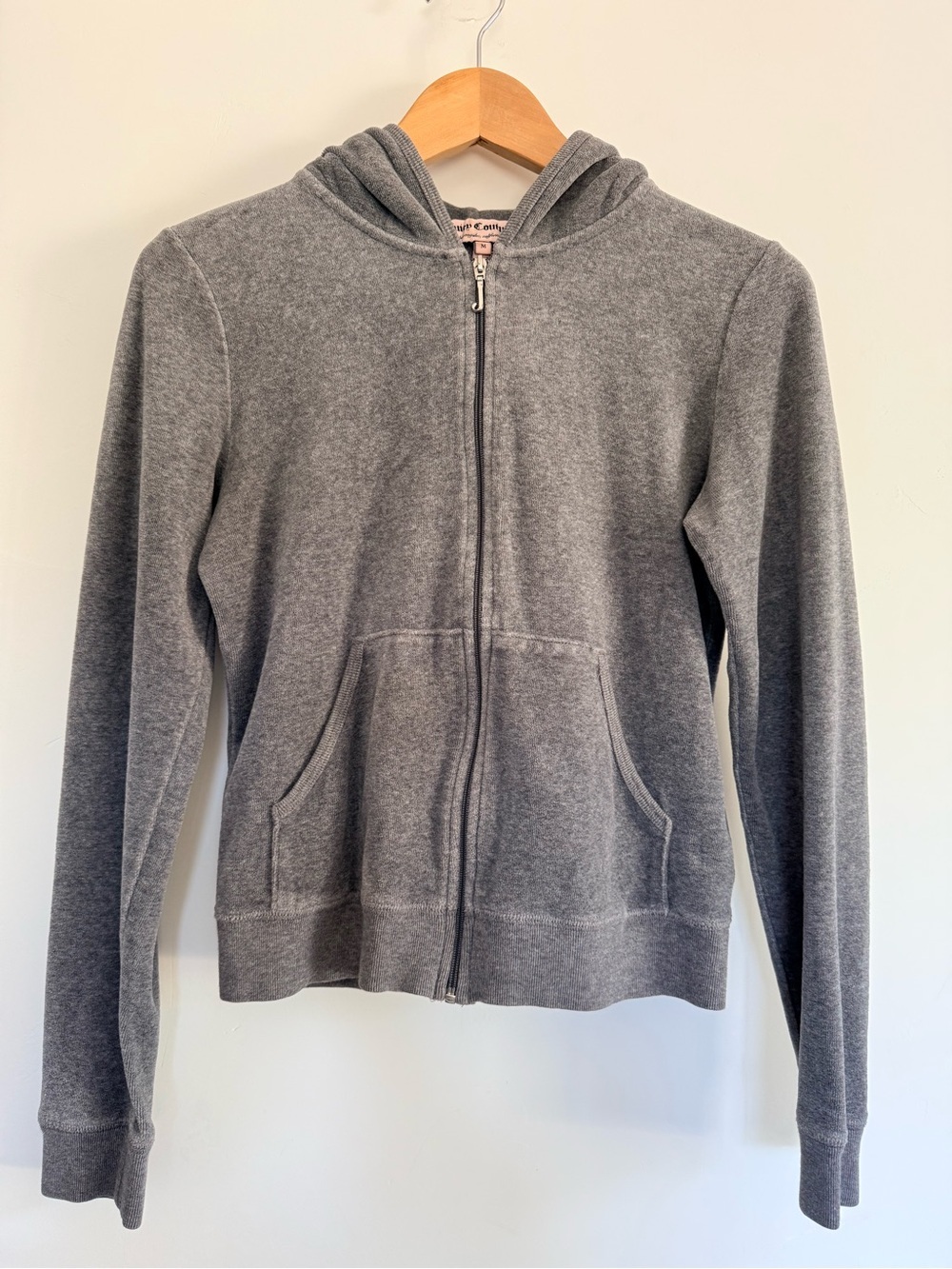 Juicy Couture Y2K Velour Zip-Up Hoodie Gray Size Medium Velour Lounge Jacket